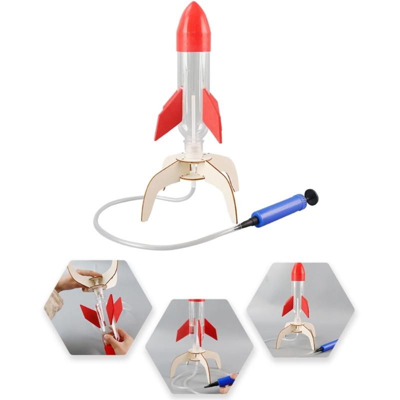 Educational DIY Water Rockets Model Launchers Science Experiment Handcraft Projects With Wooden Materials For Students