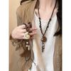 Keramik-Muschel Naturstein lange Halskette Damen Neu Chinesisch Retro Ethnischer Stil Halsketten Herbst und Winter Pullover Kette