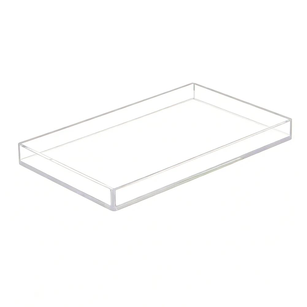Clear Acrylic Bathroom Organizer Tray Handmade For Counter Storage Toiletries Toothpaste Toothbrush Holder And Cotton Pads