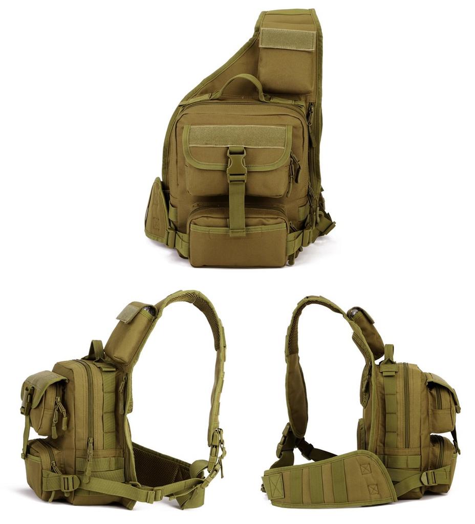 PHOENIX IKKI Ranger Bag with Various Available in 6 Molle Ideal for Overnight and Outdoor Crossbody Camera Brown Pockets, Colors, Camouflage,