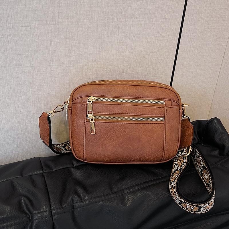 

Винтажная сумка через плечо для женщин, легкая, из искусственной кожи, с несколькими отделениями, вышитым ремнем для ежедневного использования, сумка для покупок на плечо