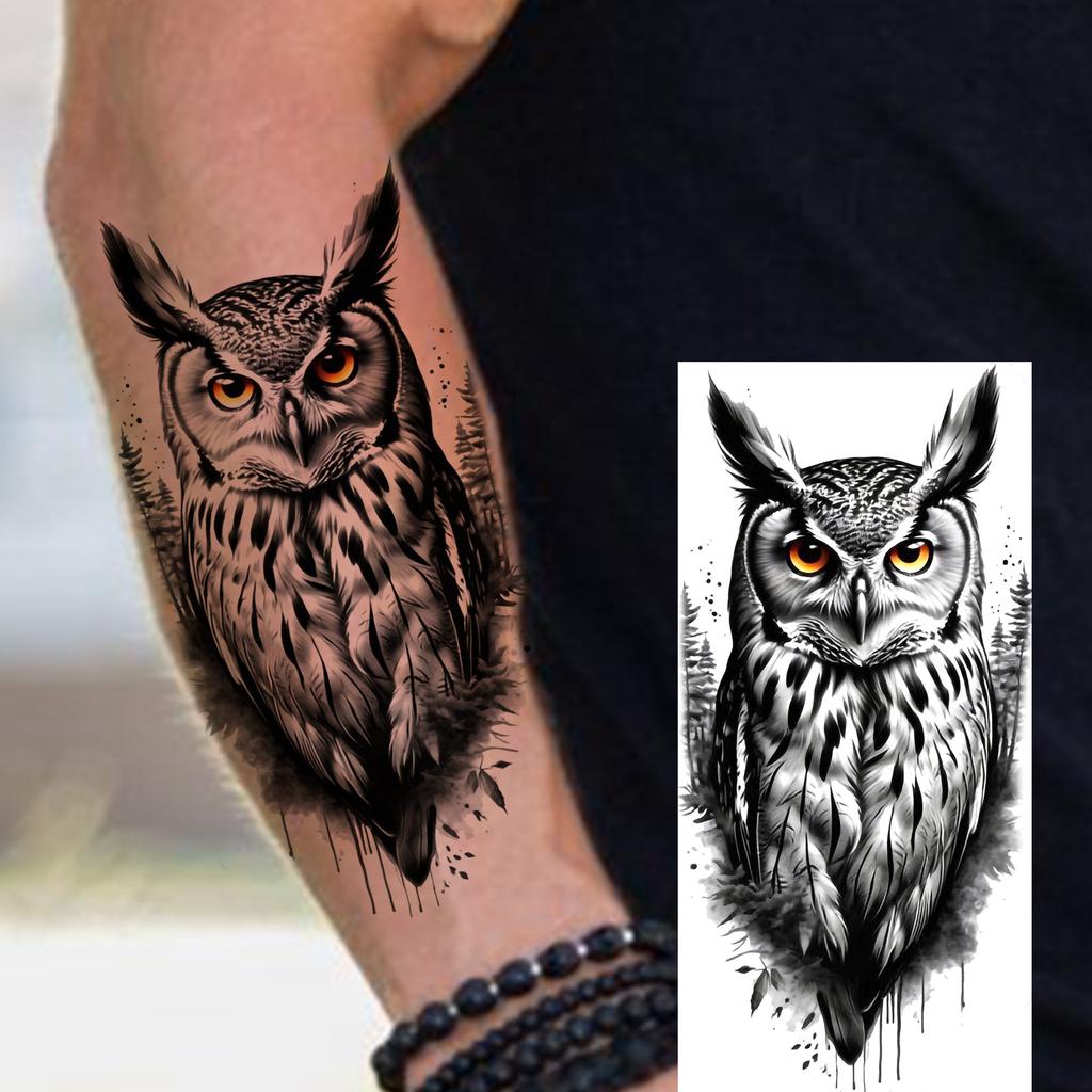 1 Sheet Realistic Lion Owl Tiger Temporary Tattoos Waterproof Long Lasting Fake Tattoo Sticker For Men Women Adults Temp Tatoos