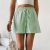 Gestreifte Shorts für Damen High Waist Strand Casual Kordelzug zum Anziehen Elastischer Bund Sommer-Shorts mit Taschen