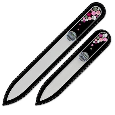 Set di 2 lime per unghie ceche in vetro con cristalli B-MS