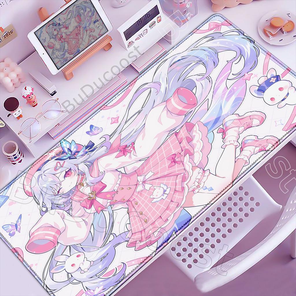 New Cute Genshin Impact Kamisato Ayaka Hu Tao Mousepads Computer Gaming Lock Edge Laptop PC Desk Mat Rubber Keyboard Mouse Pad