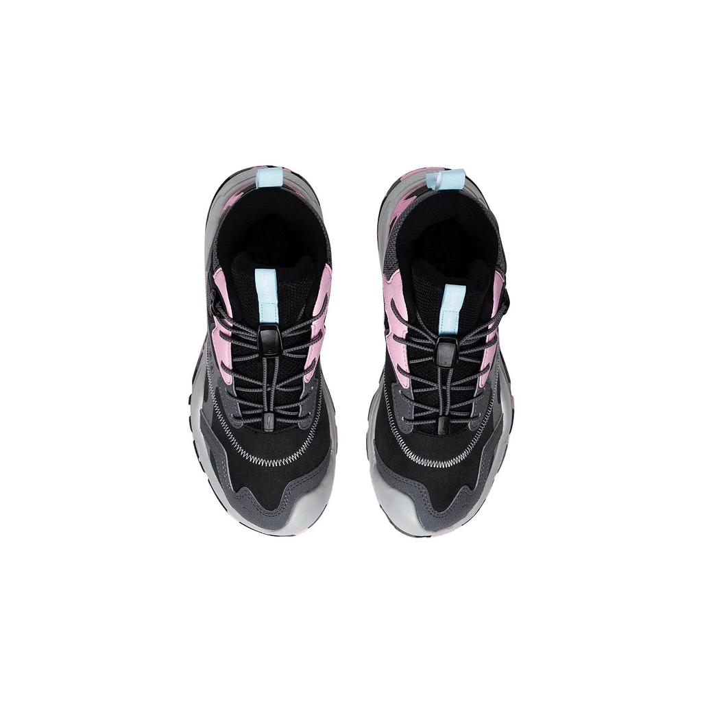 LiNing Youth  Shock Absorption Rebound Mid-Top Outdoor Functional Shoes Kids Shoes Black Gray Pink YKES010-4