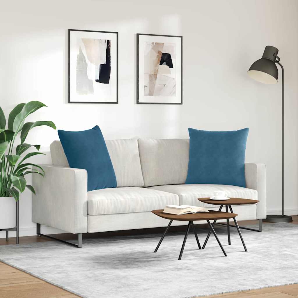 Sofa Cushions 2 Pieces Blue 60 X 60 Cm Cord Fabric