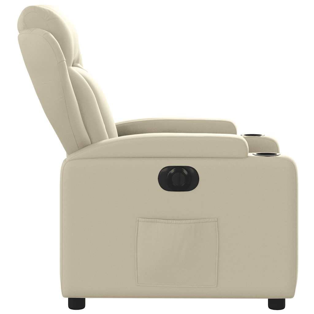 Electric Recliner Chair Cream Faux Leather