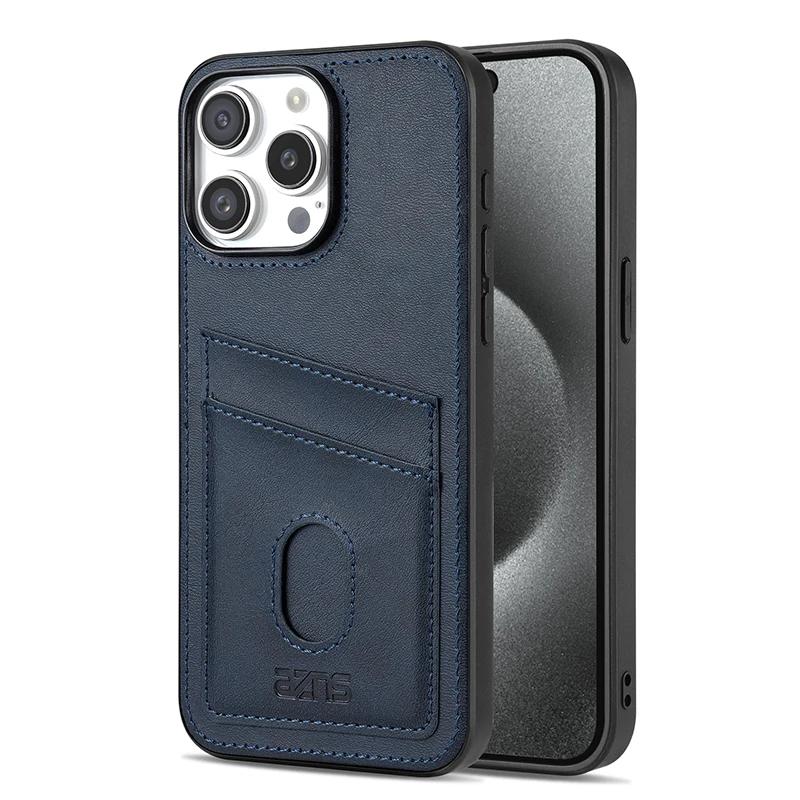 Vertical Cards Solt Wallet Leather Case For iPhone 16 Pro Max 15 Plus 14 13 12 11 Shockproof Business Ultra Thin Pocket Cover