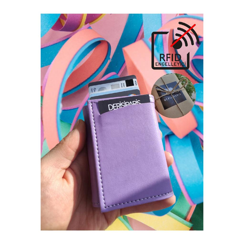 Kunstleder-Herrenmechanismus, veganes Leder-Kartenhalter-Portemonnaie-Portfolio, Lila