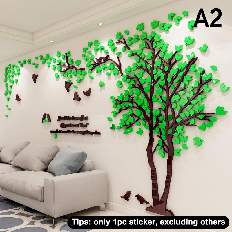 3D Acrylic Tree Wall Stickers Self-Adhesive Home Background Wall Wall Decal Wall Stickers Home Decoration, Bedroom Wallpaper