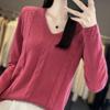 Spring Knitted Sweater, Pullover, V-neck Base Layer, Plush Sweater for Women