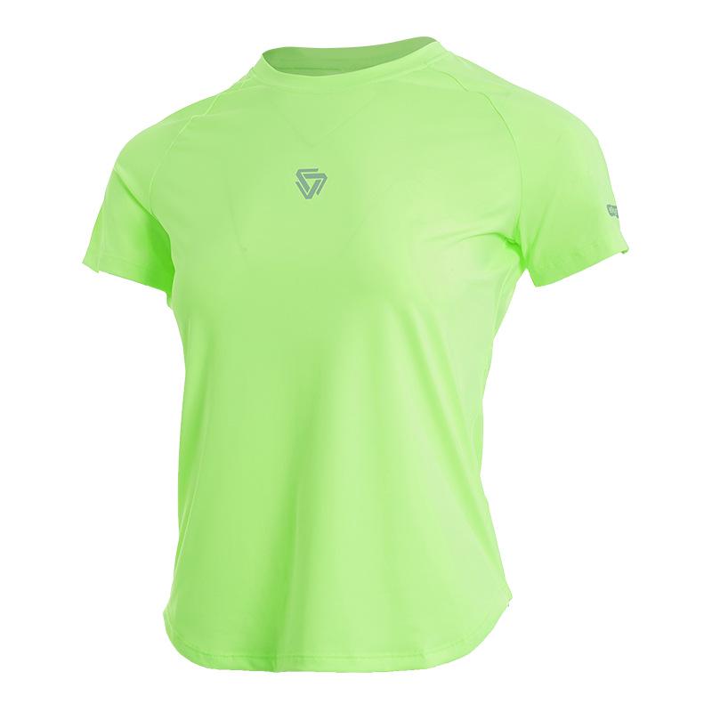 Women's Quick-Dry Reflective Mesh T-Shirt - Nude Feeling, Breathable, Elastic Fitness Top for Running & Training