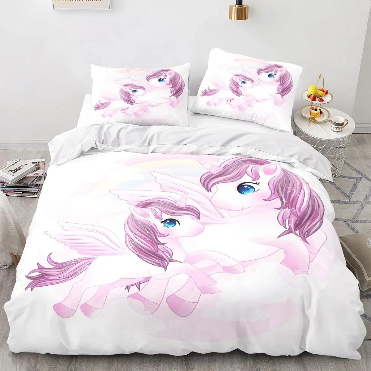 

Comforter Unicorn Single Double Twin Size Home Decor For Girls Kids Adults Cute Unicorn Kawaii Bedding Set Comforter (quilt)-EU Single(135*200cm)3pcs