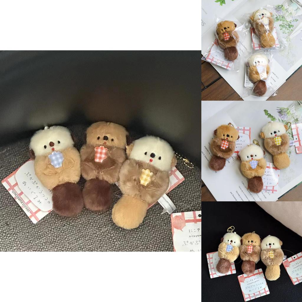 Adorable Cute Otter Plush Keychain Soft Stuffed Animal Shell Charm Gift For Kids