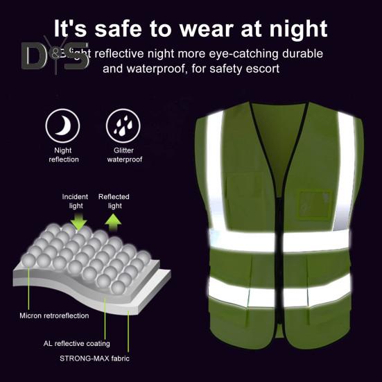 Kamizelka robocza męska damska odblaskowa kamizelka dekolt w serek bez rękawów zamek błyskawiczny plisa oddychająca nocna kamizelka bezpieczeństwa