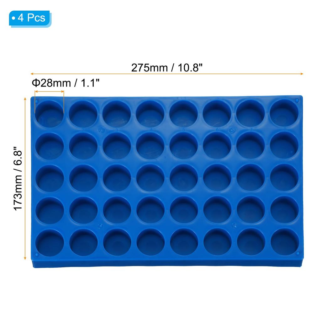 PATIKIL 20ml Autosampler Vial Racks, Set of 4, 40-Cavity Stackable Vial Tray Holder, Test Tube Stand for Microcentrifuge Tubes, Blue