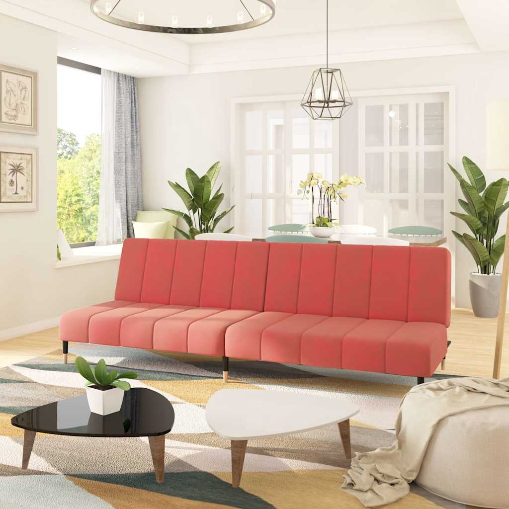 2 Seater Sofa Bed in Pink Velvet