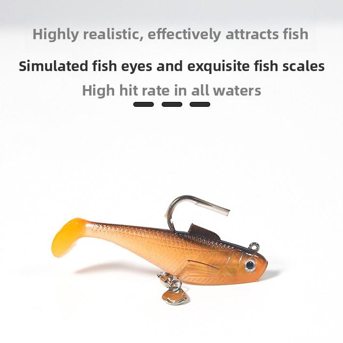 Jumping Fish Lure Lead Anti-Snag Rotating Soft Bait with Hooks for Mandarin Fish Bass Catfish Sea Fishing Black Pit Fishing