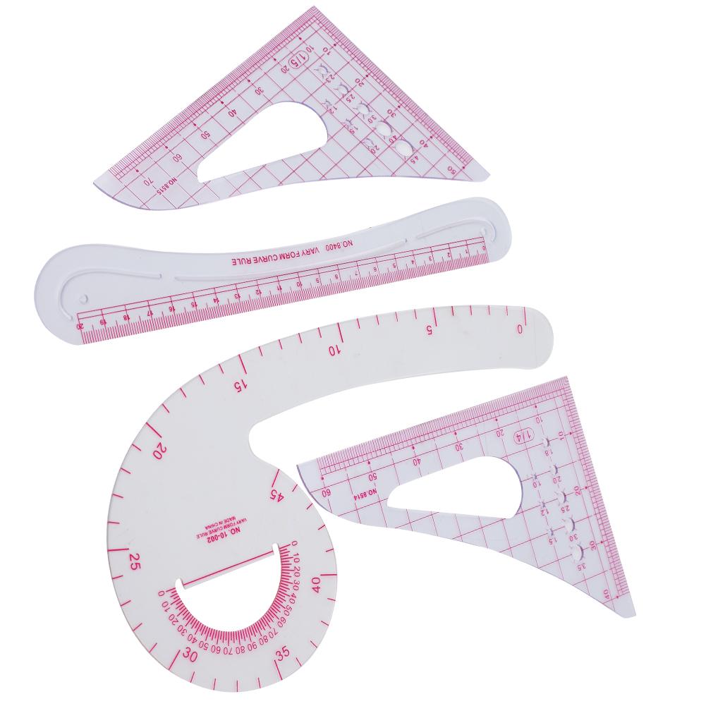 4Pcs Curve Ruler Plastic Sewing Grading Proofing MultiFunction Clothing Designs Tool