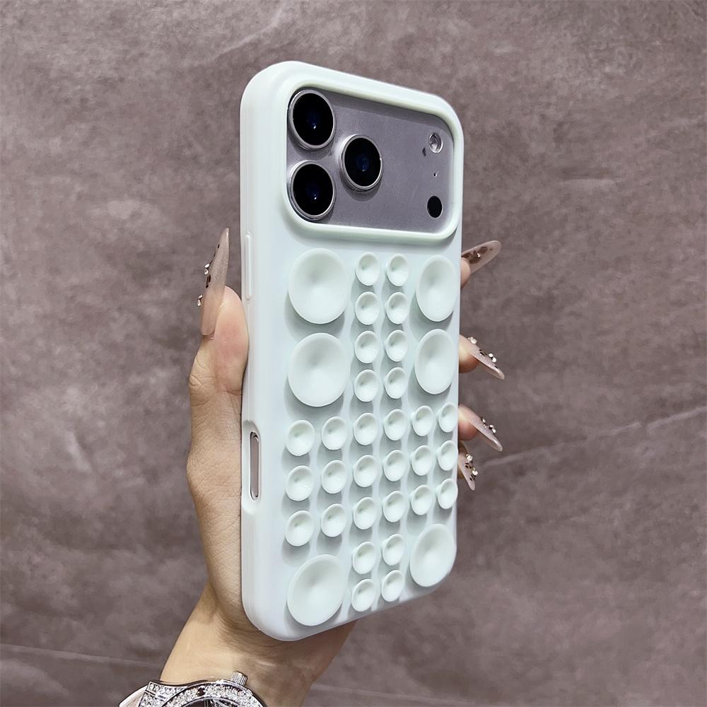 

Противоударный силиконовый чехол для телефона с круглой присоской для iPhone 17 Pro Max 16Pro 15 14 Чехол с сильной адсорбцией воздуха и множеством функций iPhone17 циан