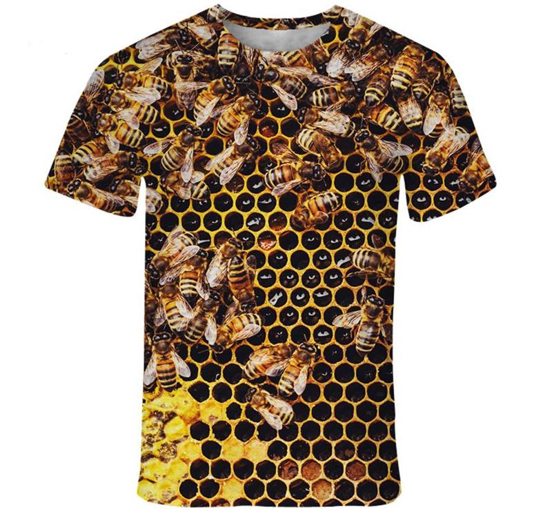 Funny Honey Bee Graphics T-Shirts Summer Fashion Short Sleeve Animal 3D Printed Loose Casual Harajuku Men's T-shirts