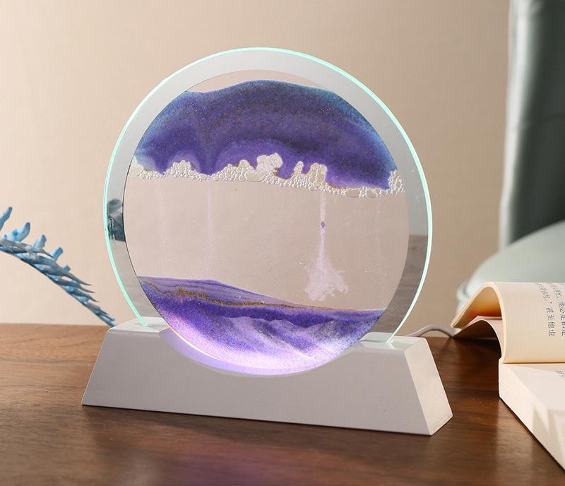 Sandscape Moving Sand Art Picture Table Lamp 3D Hourglass Quicksand Flowing Sand Painting Office Desktop Home Decor Gifts
