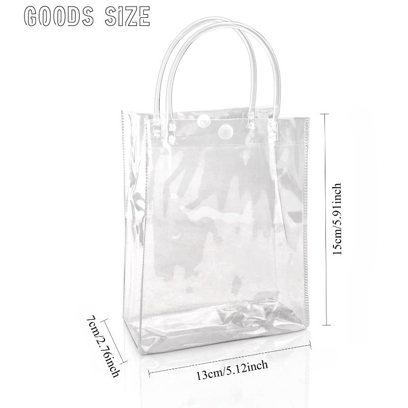 10PCS Clear PVC Tote Bag Thick Durable Handle Gift Packaging for Jewelry Candy Flower Birthday Party Favor Handbag