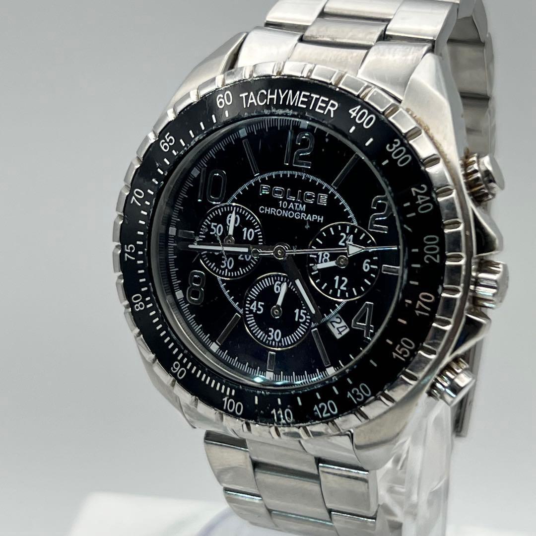 

[USED]POLICE Chronograph Black A40 [Working Condition] Watch, Dial,