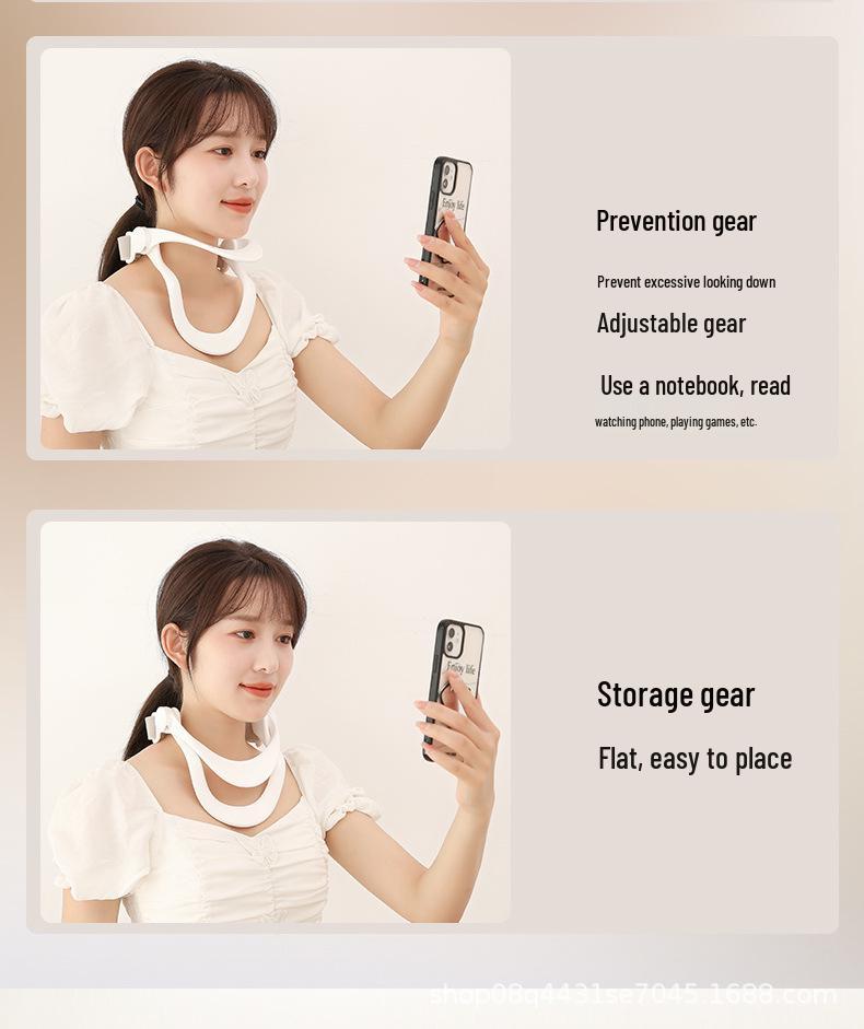 Breathable White Neck Brace: Adjustable Height, Anti-Forward Posture, Portable Support for Neck Lines