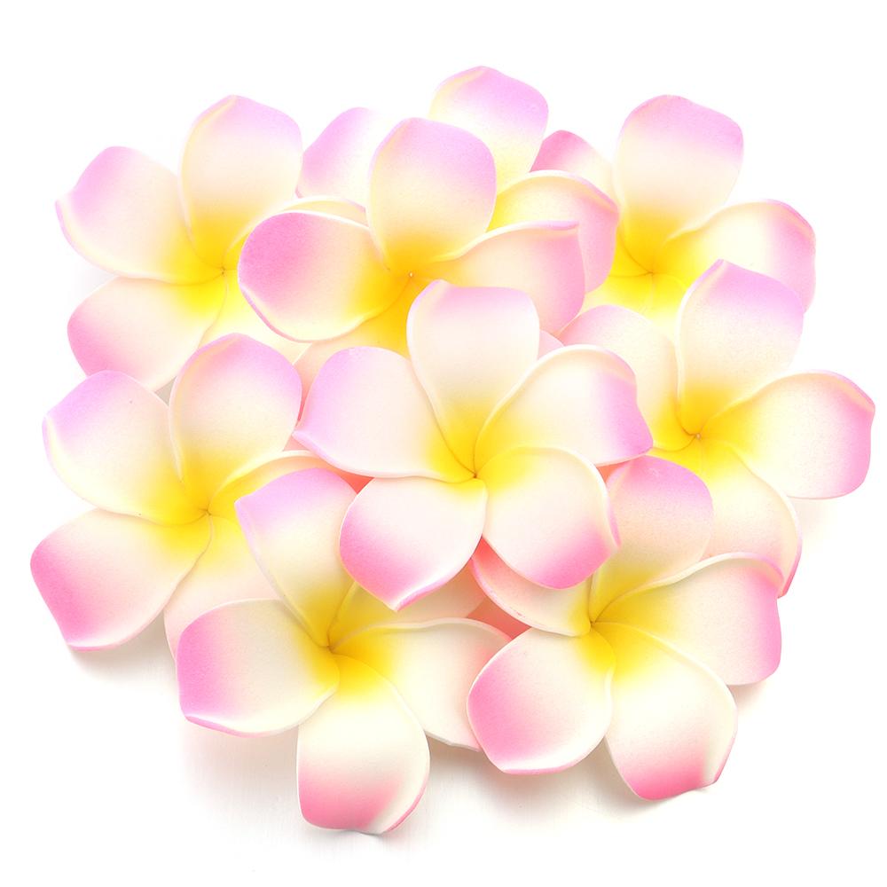10 Stück Künstliche Blumenköpfe Hawaiianische Strand-Schaumstoff-Frangipani-Blumen DIY-Geschenke Kopfschmuck Haarnadeln Kranz für Hochzeitsfeier-Dekoration