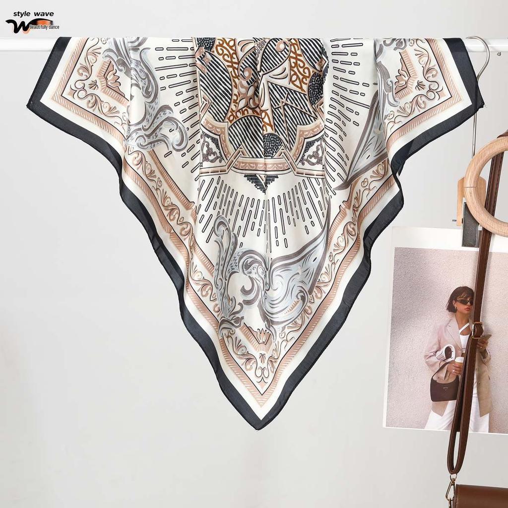 Women's High-End Romantic Camellia Silk Scarf - Versatile Neck Accessory with Spring/Summer Sun Protection