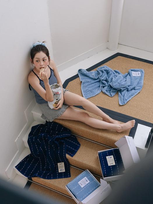 Deareal Denim Stitch Bath Beach Towel_2 Colors light blue