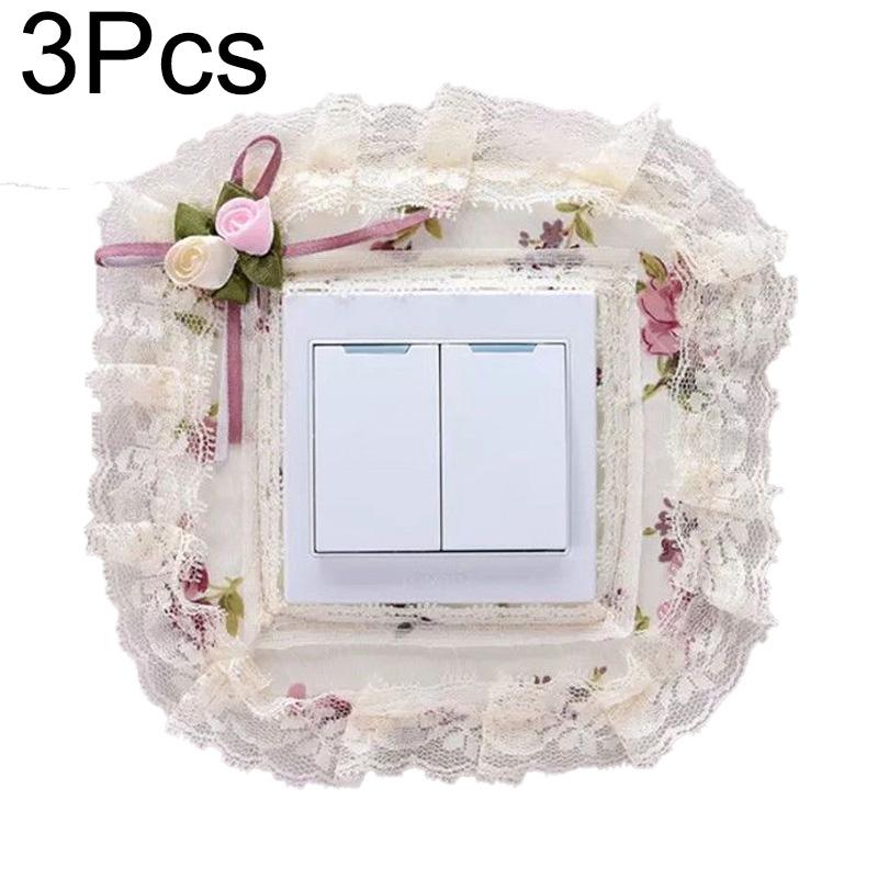3 Teile/paket Spitze Wohnzimmer Wand Schutz Abdeckung Schlafzimmer Licht Schalter Abdeckungen Haushalt Polyester Faser Paste Tuch Dekor