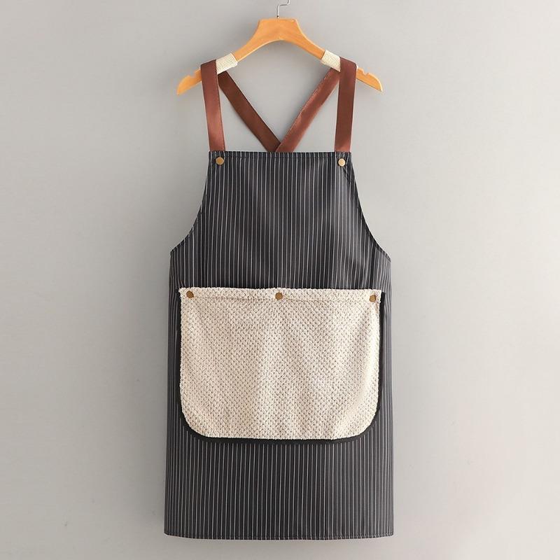 Sleeveless Cross Back Restaurant Uniform Removable Hand Towel Anti Fouling Cooking Baking Waterproof Kitchen Apron