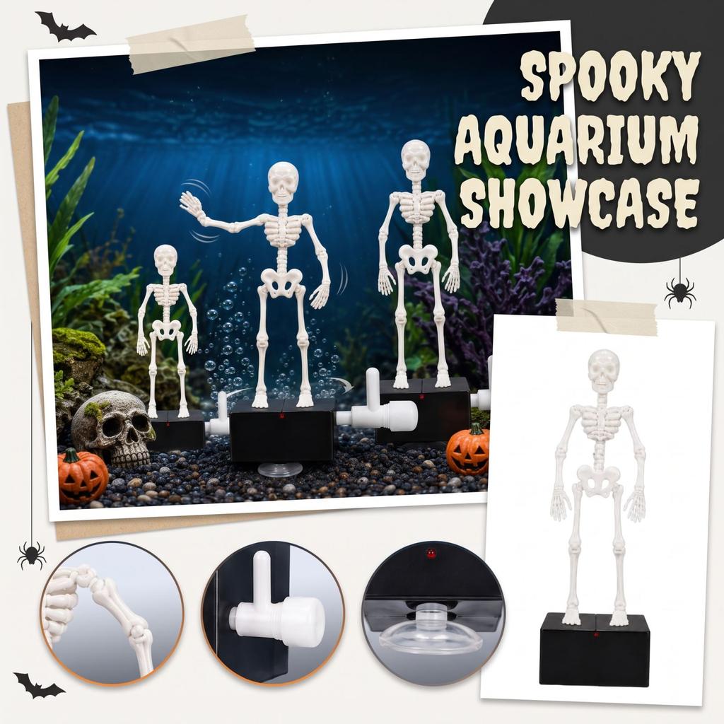 Décoration d'Aquarium Squelette d'Halloween pour Fête à Thème