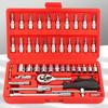 46 Pieces 1/4 " Drive Socket Ratchet Wrench Bit Bits Included Sliding Bar Extension Bar 1/4"Quick Ratchet Handle