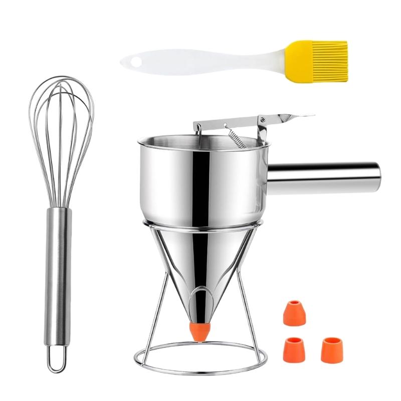 Stainless Steel Batter Dispenser Pastes Dispenser Suitable for Perfect Pancakes Cupcakes and Waffles Includes Stand 1