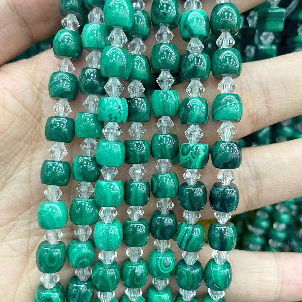 Pure Natural Malachite Tube & Oval Abacus Loose Beads for DIY Bracelet Jewelry