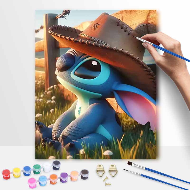 Disney Cowboy Stitch animation digital oil painting diy handpainted coloring painting home decoration art supplies craft wall decor kit