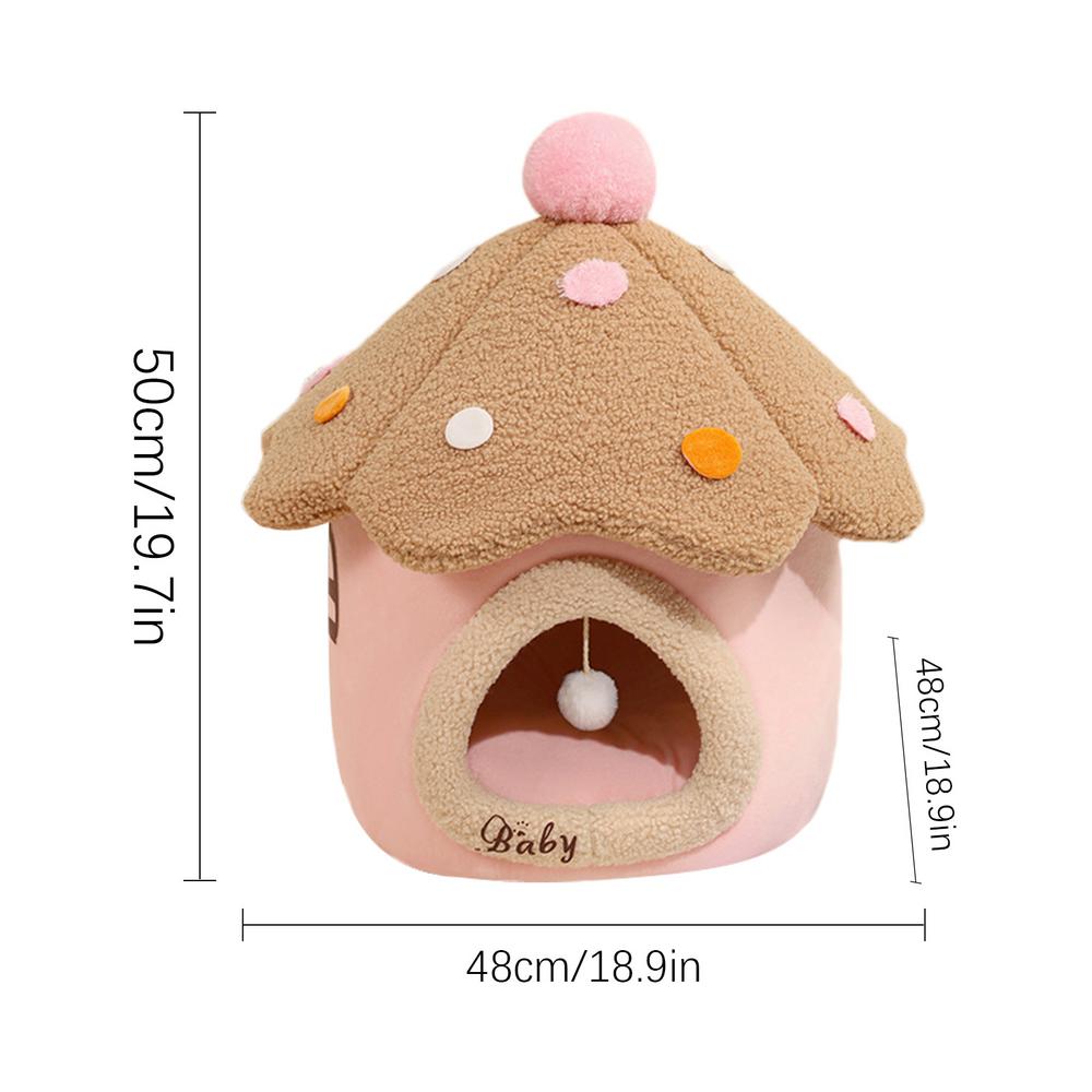 

Домик для кошки в форме гриба, теплое гнездо для кошки, уютная кровать для питомца, пещера-гнездо, спальная кровать для кошки, домик для щенка со съемной и моющейся подушкой розовый