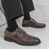 Ανδρικά Δερμάτινα Μοναχικά Παπούτσια Slip-On με Διπλή Αγκράφα - Μυτερή Μύτη, Επίσημα & Casual, Άνοιξη/Φθινόπωρο.