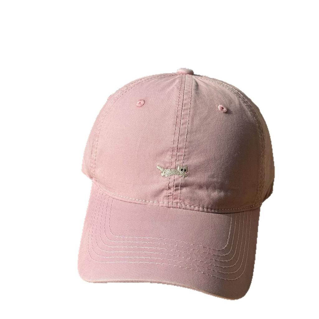 Korean-style versatile cartoon cat embroidered baseball cap for women, suitable for large head sizes, makes the face look smaller, soft-top duckbill