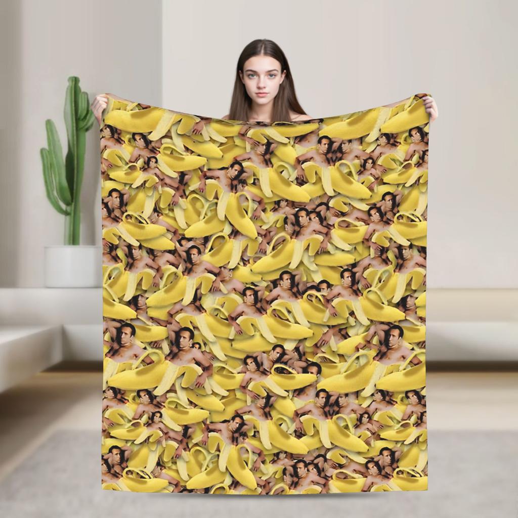Merry Christmas Nicolas Cage Blankets Flannel Novelty Breathable Throw Blankets for Bed Sofa Autumn/Winter