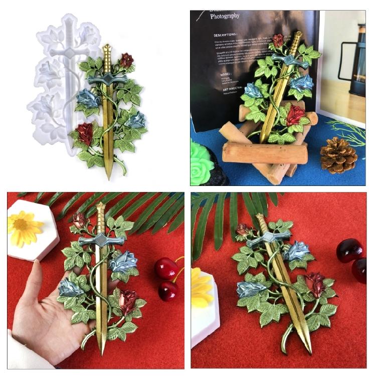 Epoxy Mold Rose Swords Pendant Molds Easy To Clean Silicone Mould for DIY Enthusiast Handmade Jewelry Making Tool