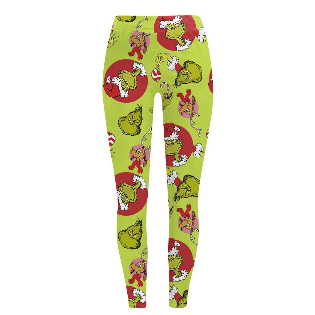 Women's Casual Fashion Outdoor Christmas Printed Slim Elastic Yoga Pants Cropped Pants