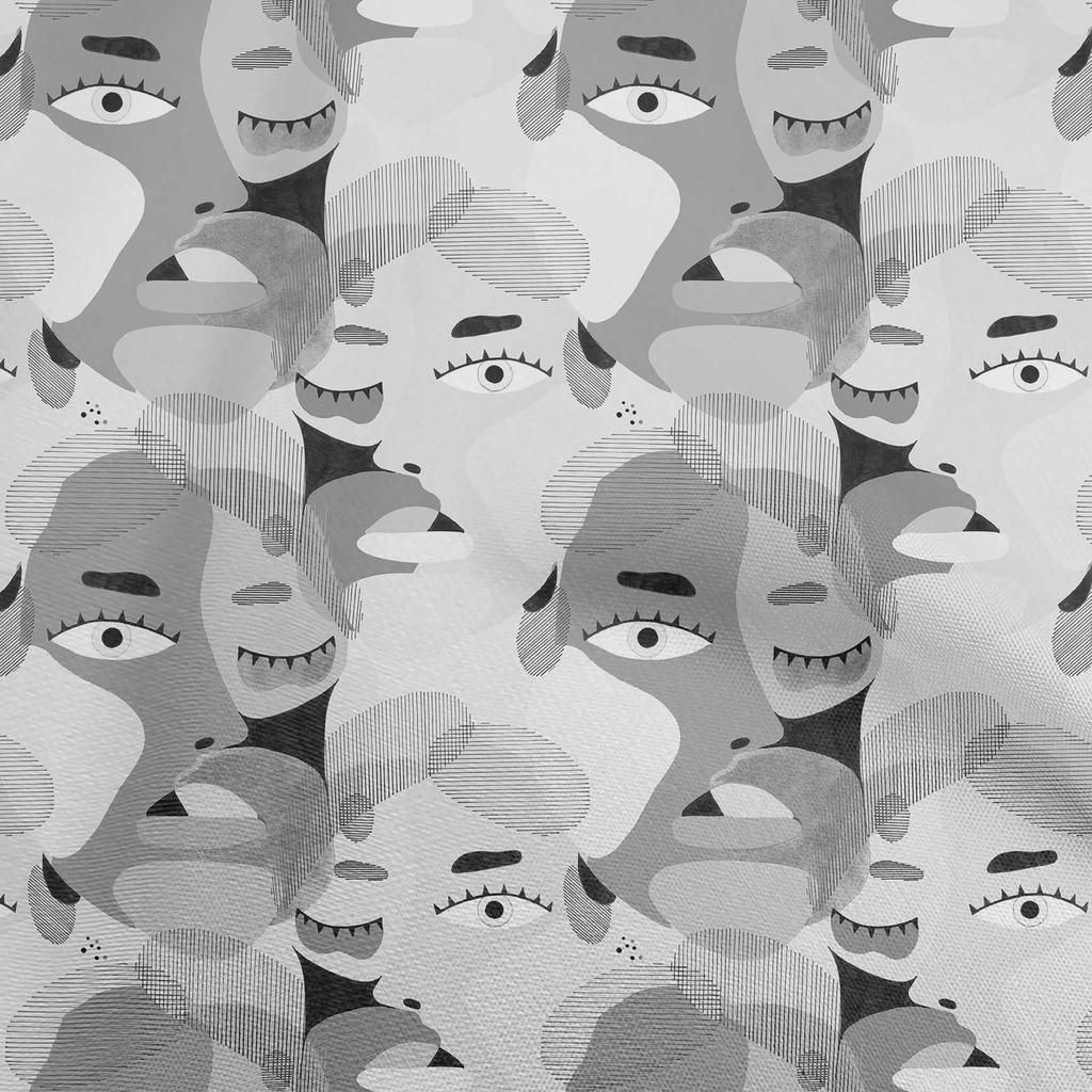 oneOone Cotton Flex Gray Fabric Abstract Face Sewing Fabric By The Yard Printed Diy Clothing Sewing Supplies 40 Inch