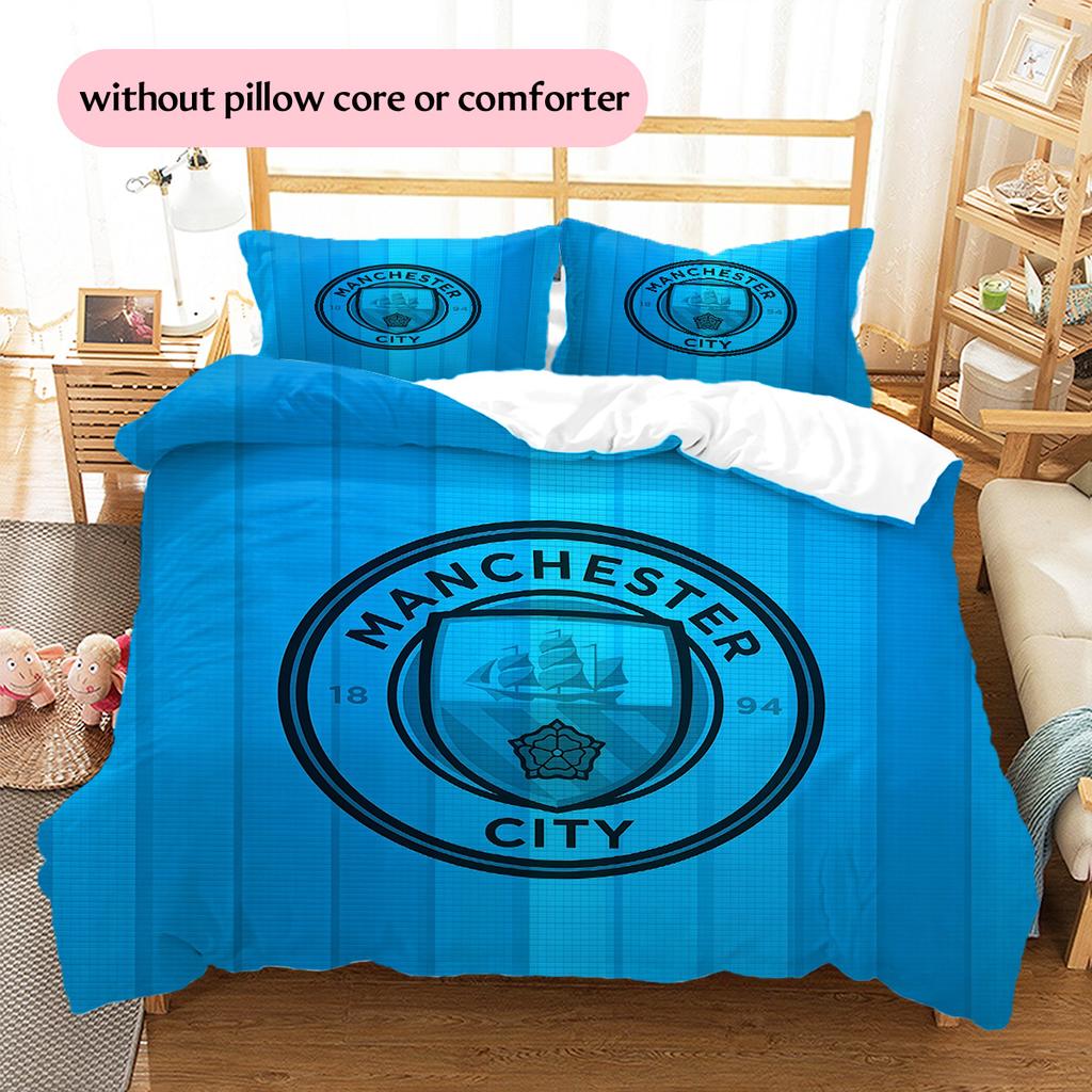 Man City2 Pattern Bedding Quilt Set  Home Decoration  Gift (1 * duvet cover + 2 * pillowcase  without core)