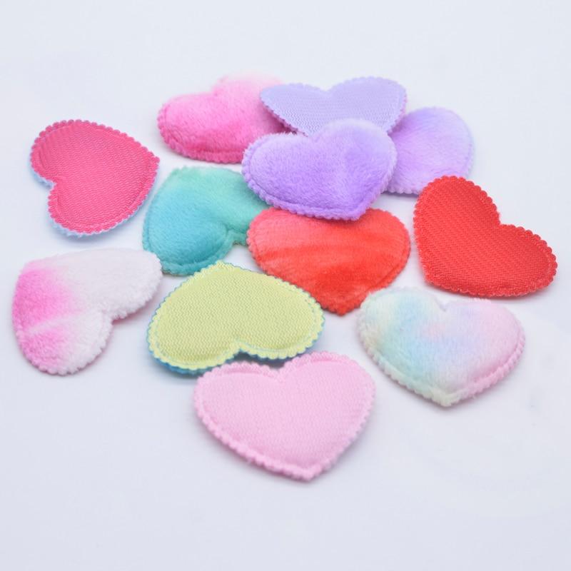 

50 шт./лот, 45*35 мм, мягкие плюшевые пушистые сердечки, аппликация для DIY, головной убор, заколка для волос, декор с бантом, аксессуары, одежда, шляпа, обувь, нашивки для шитья разноцветный