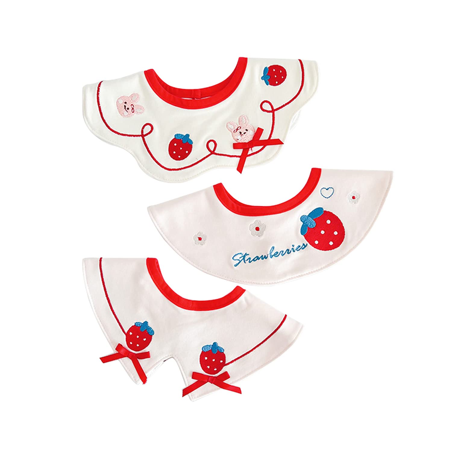 

Waterproof bib with embroidered baby 360 degree for birth celebration gift [Hapipana] pattern, bib, 100% cotton, rotation, soft, nursery, (strawberry) земляничный